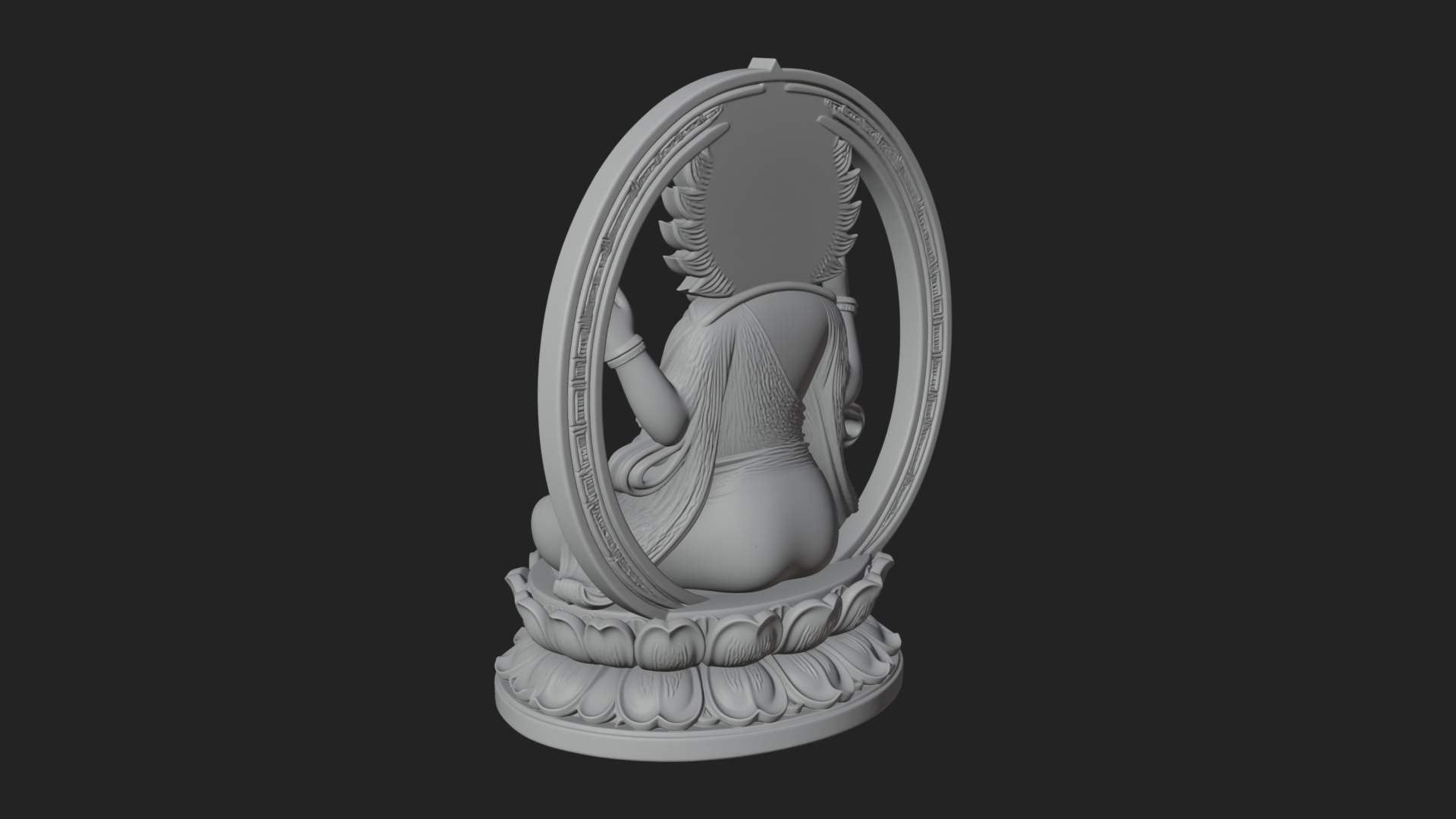Crowned Bodhisattva Statue Design 12 3D Print Model 3D Model