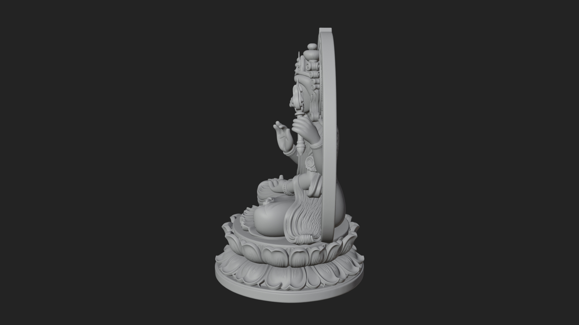 Crowned Bodhisattva Statue Design 12 3D Print Model 3D Model