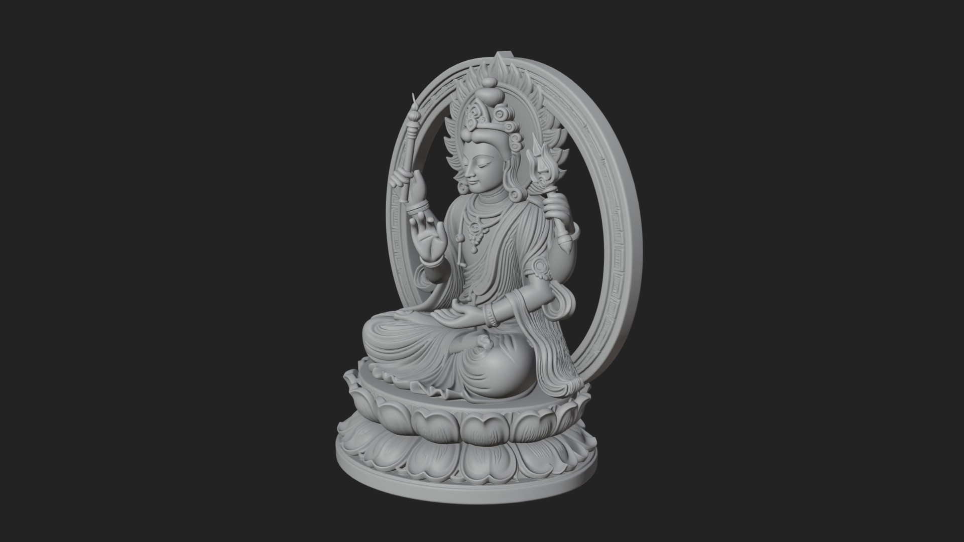 Crowned Bodhisattva Statue Design 12 3D Print Model 3D Model