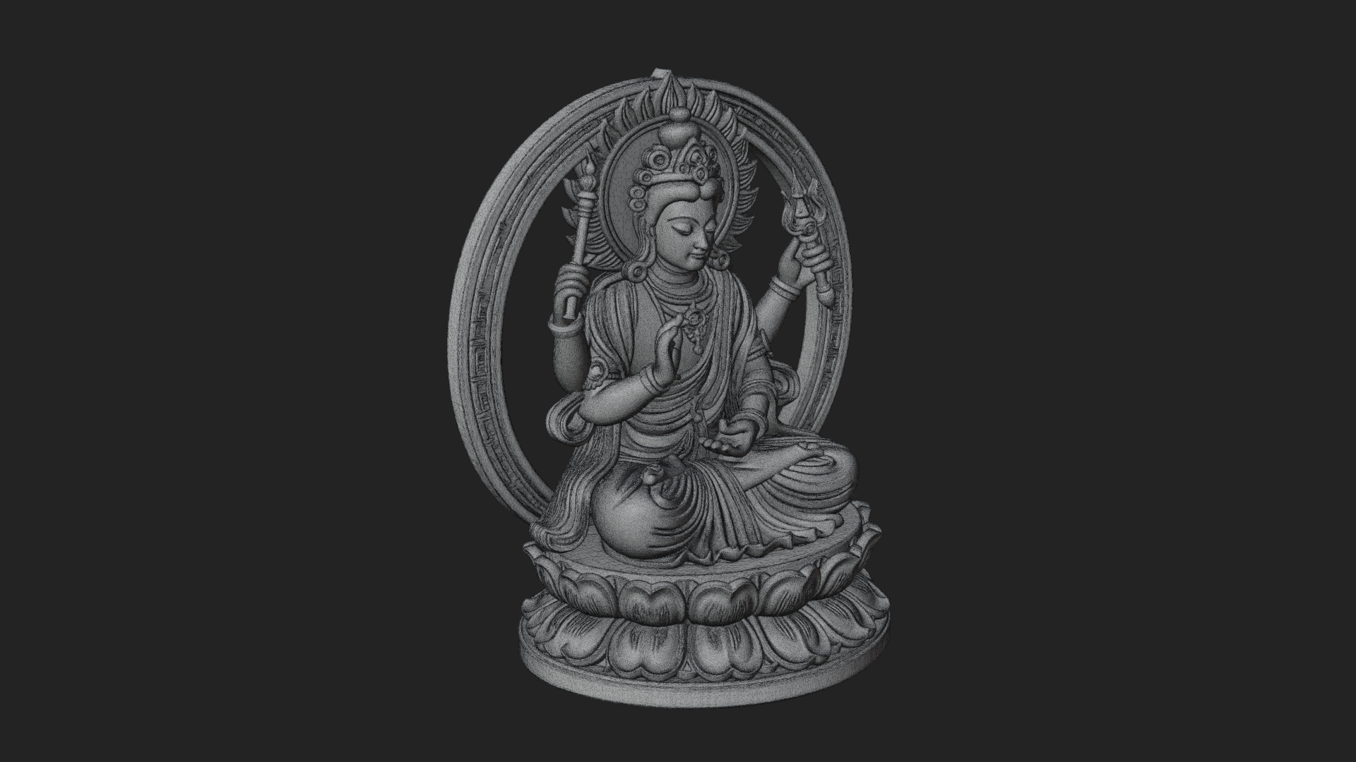 Crowned Bodhisattva Statue Design 12 3D Print Model 3D Model