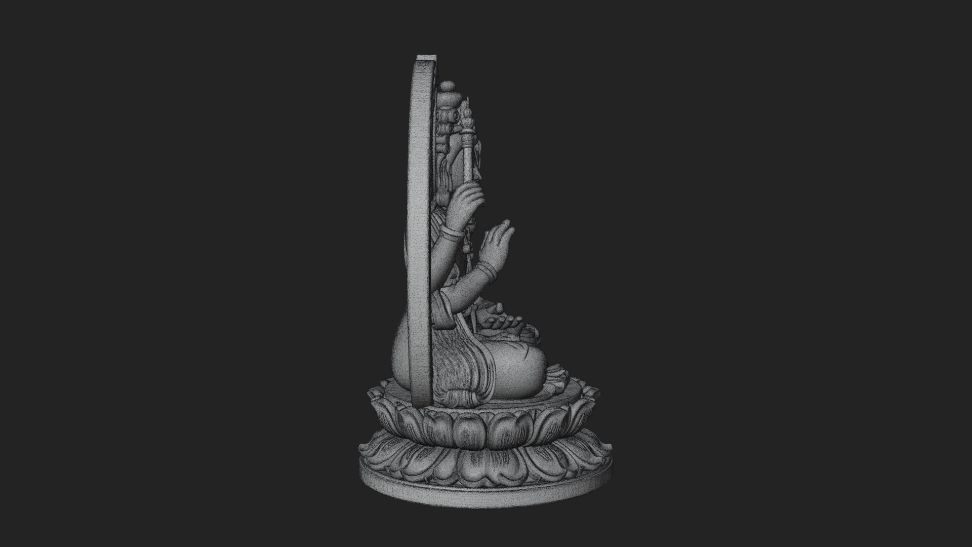 Crowned Bodhisattva Statue Design 12 3D Print Model 3D Model