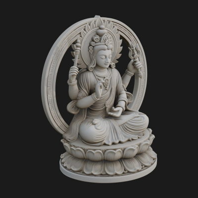Crowned Bodhisattva Statue Design 12 3D Print Model