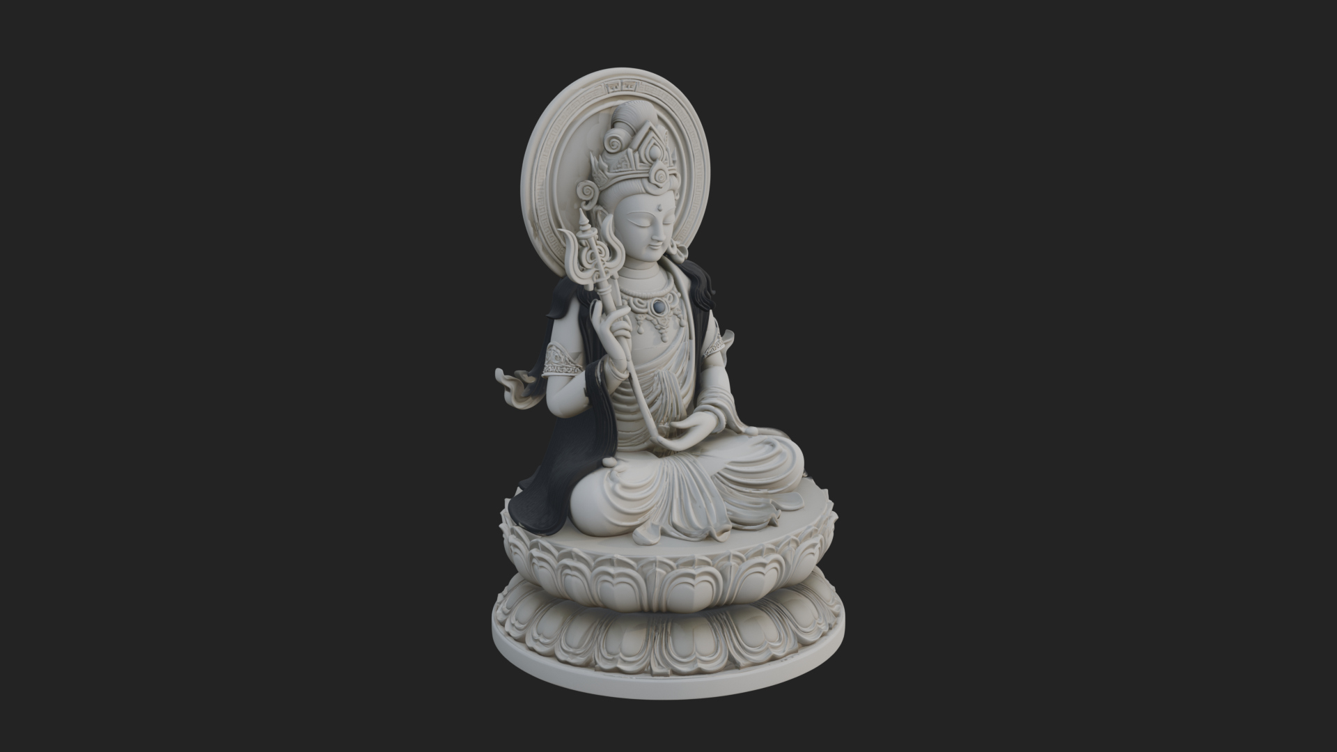 Crowned Bodhisattva Statue Design 13 3D Print Model 3D Model