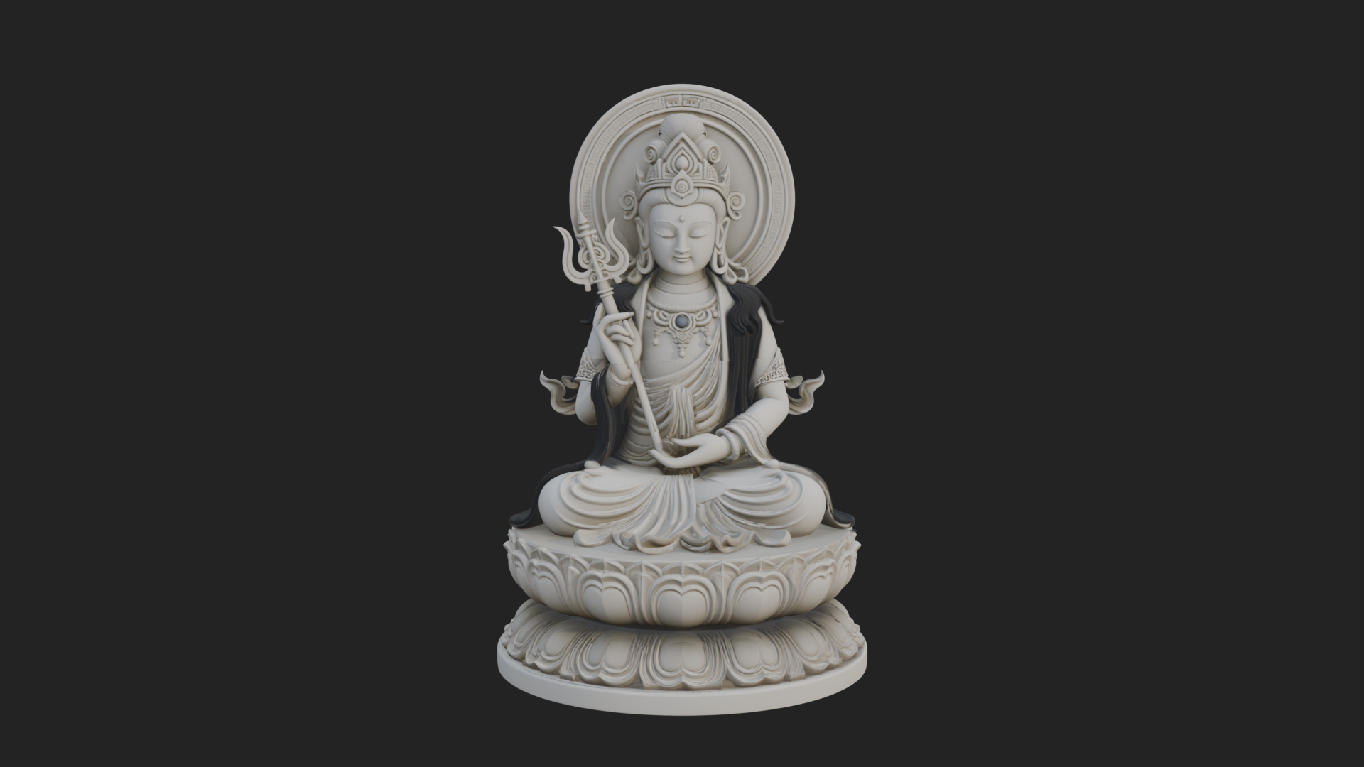 Crowned Bodhisattva Statue Design 13 3D Print Model 3D Model