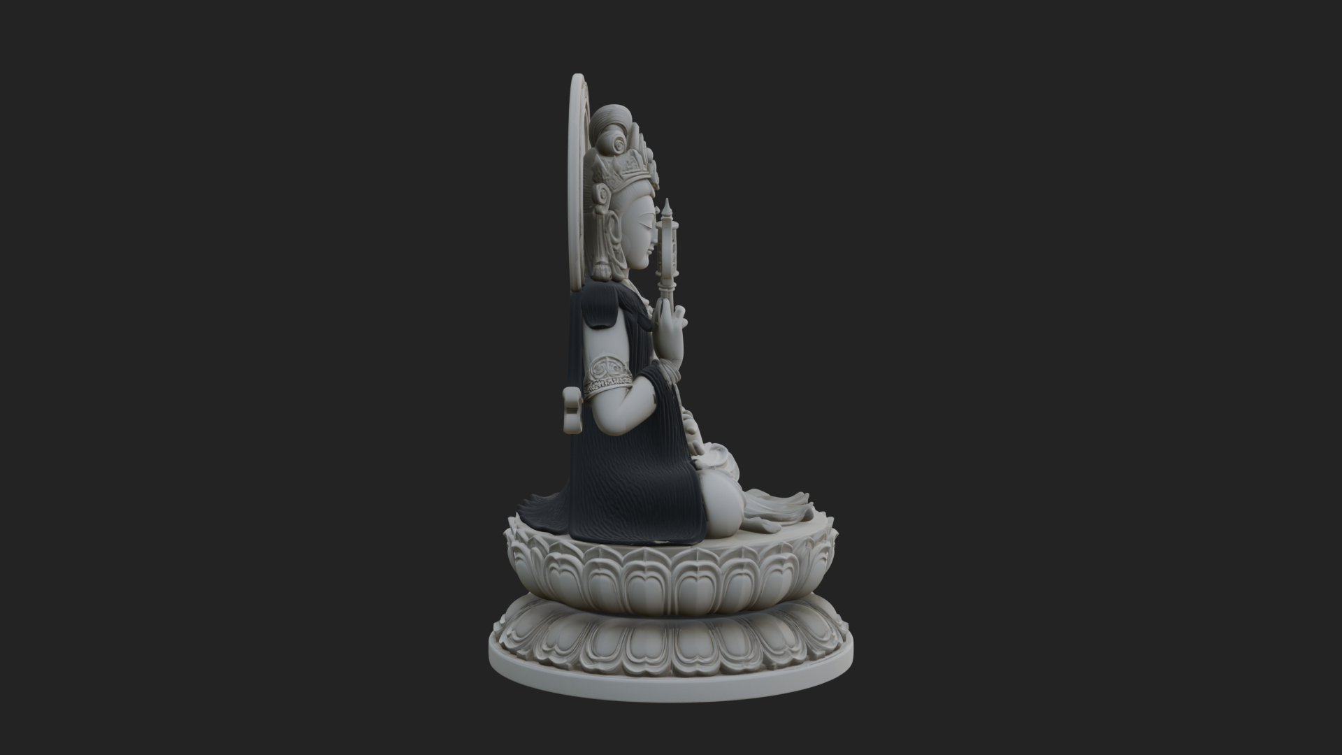 Crowned Bodhisattva Statue Design 13 3D Print Model 3D Model
