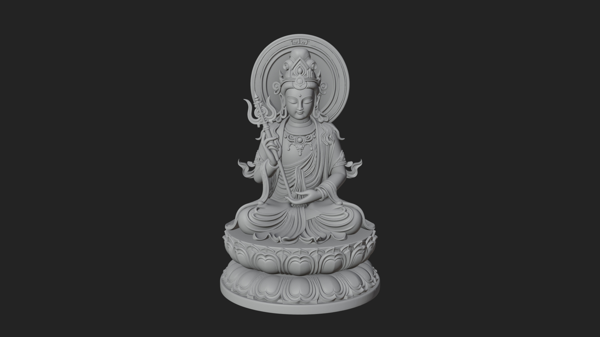 Crowned Bodhisattva Statue Design 13 3D Print Model 3D Model