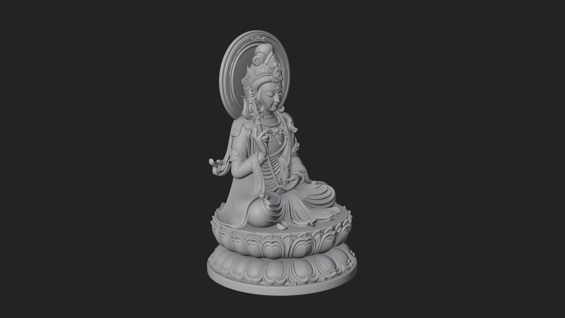 Crowned Bodhisattva Statue Design 13 3D Print Model 3D Model
