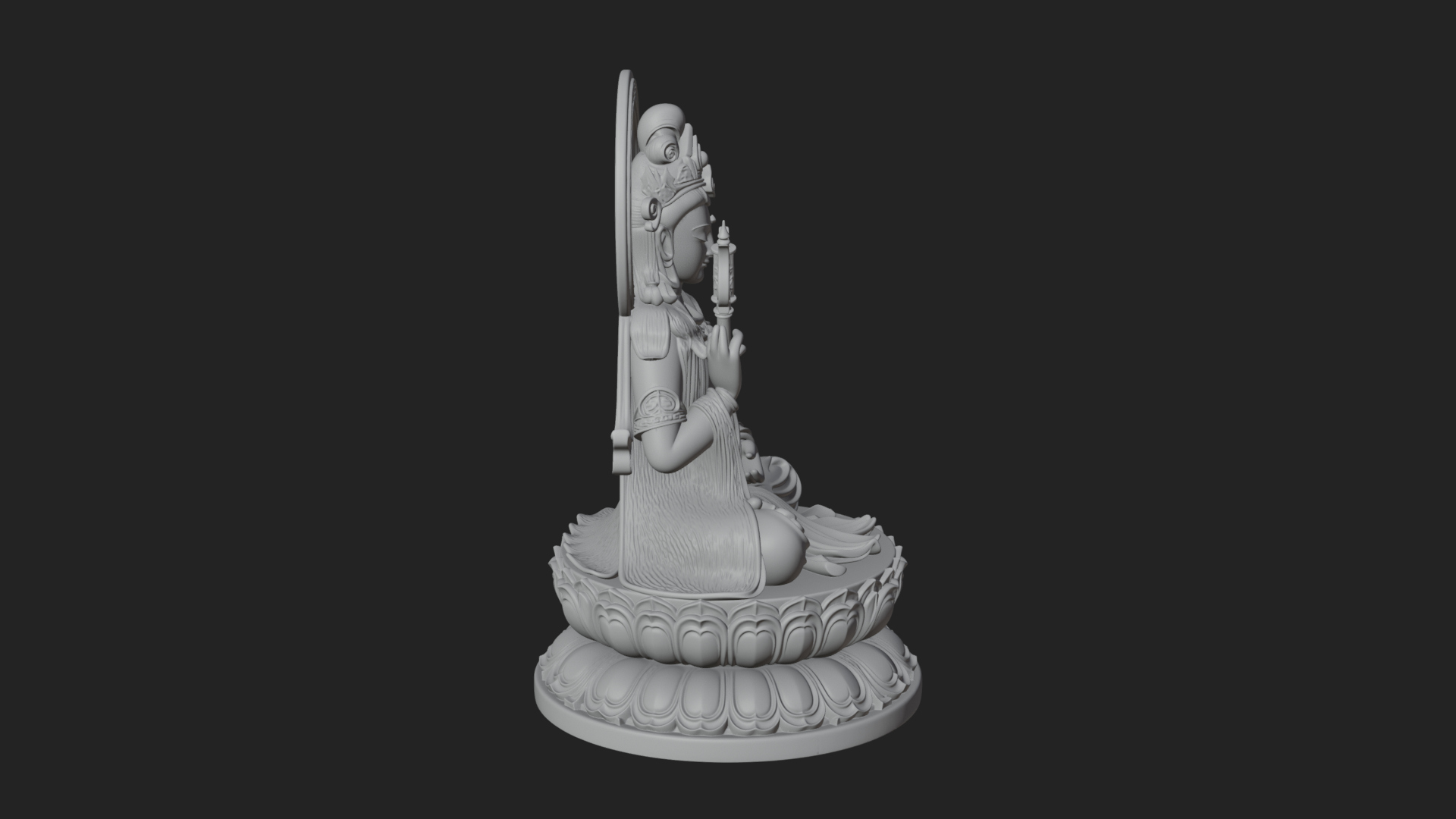 Crowned Bodhisattva Statue Design 13 3D Print Model 3D Model