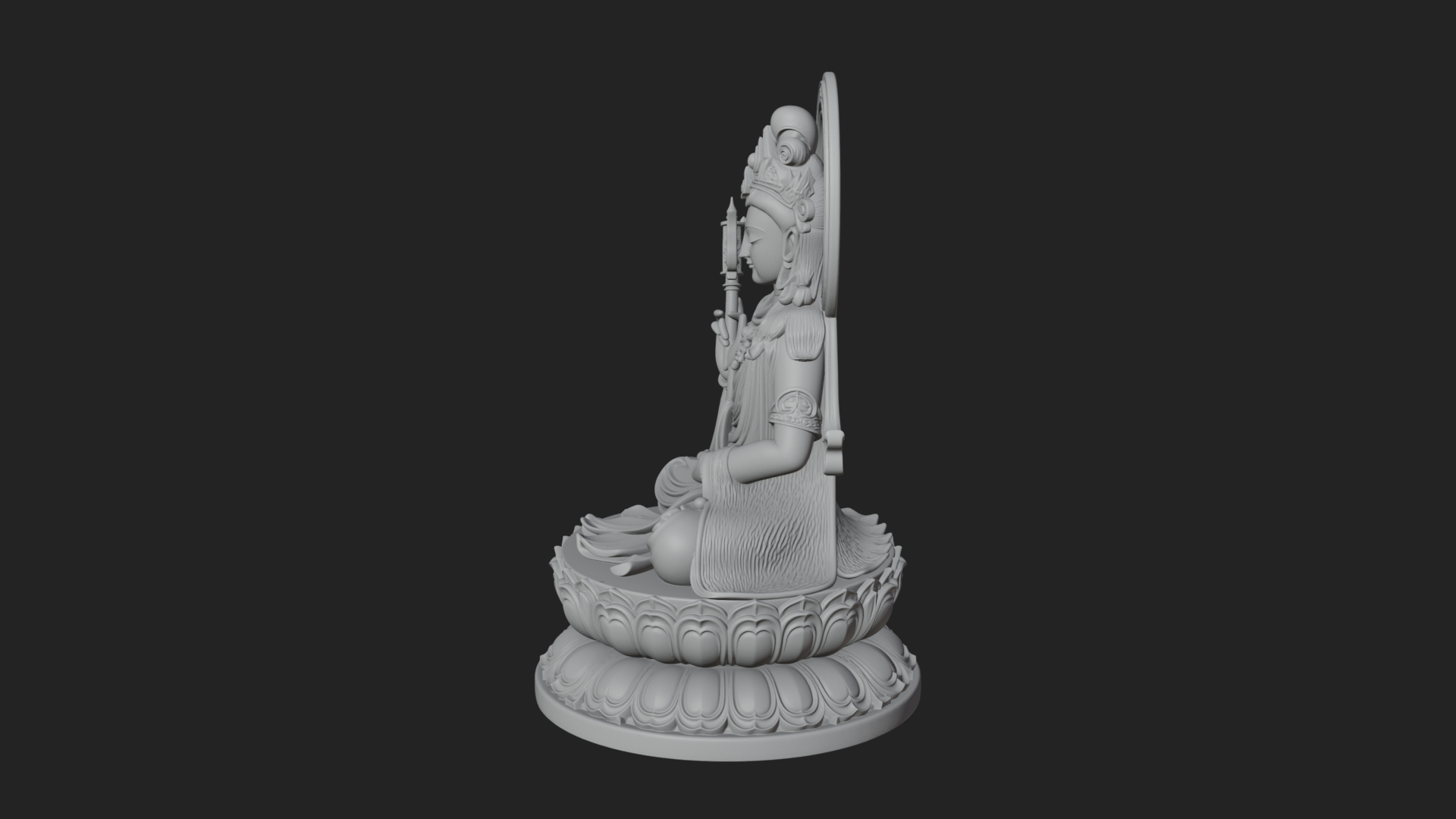 Crowned Bodhisattva Statue Design 13 3D Print Model 3D Model