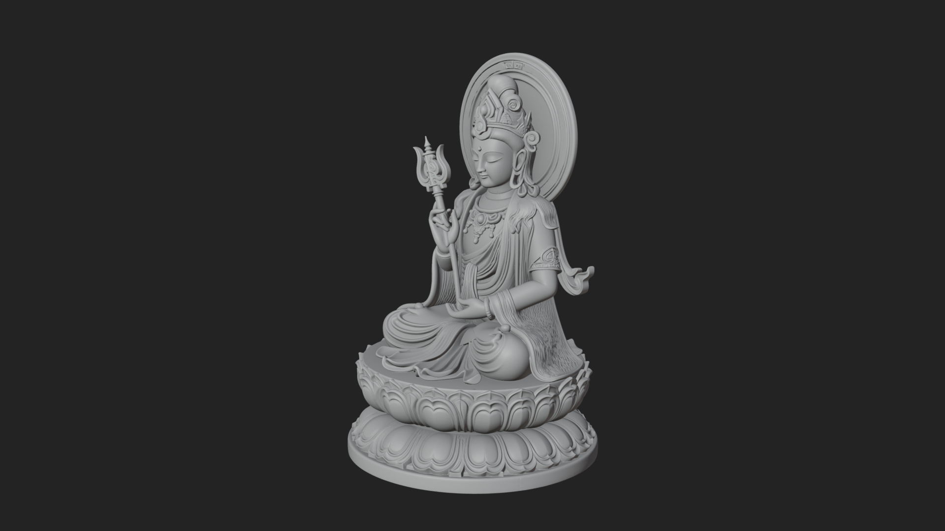 Crowned Bodhisattva Statue Design 13 3D Print Model 3D Model