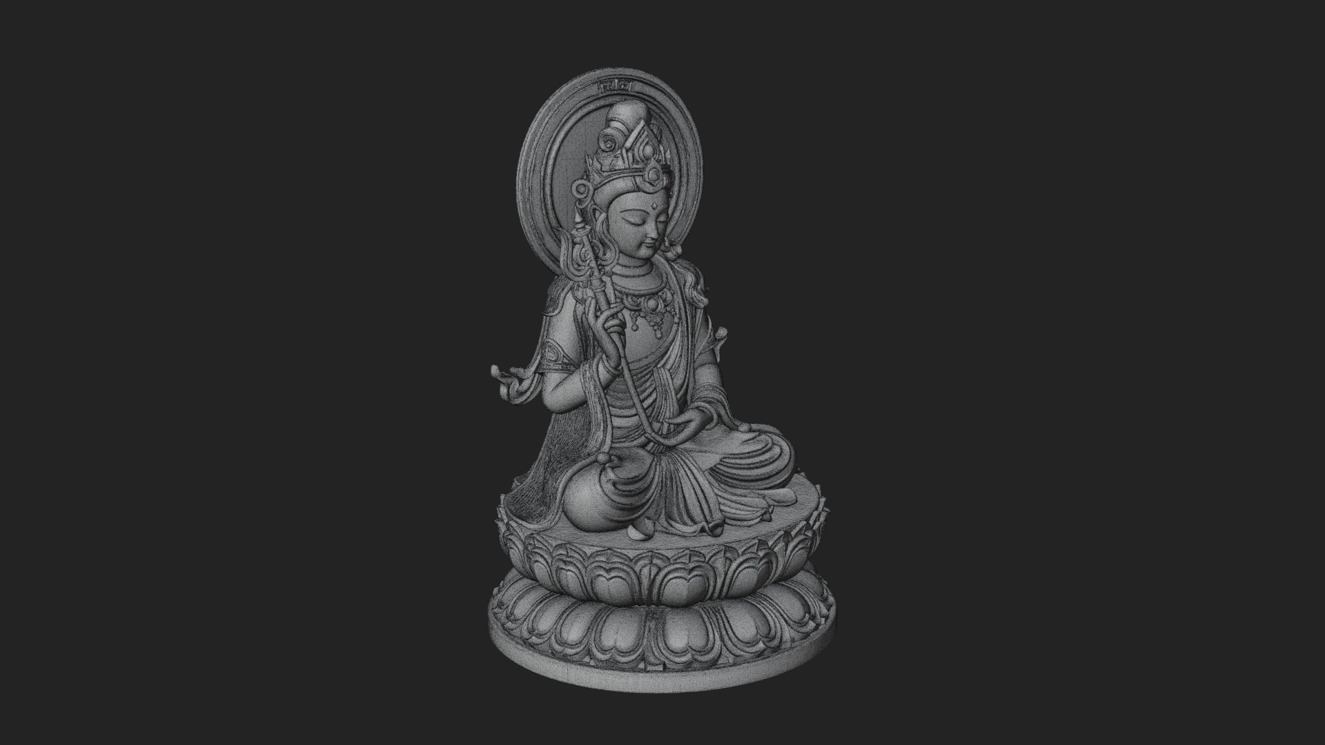Crowned Bodhisattva Statue Design 13 3D Print Model 3D Model