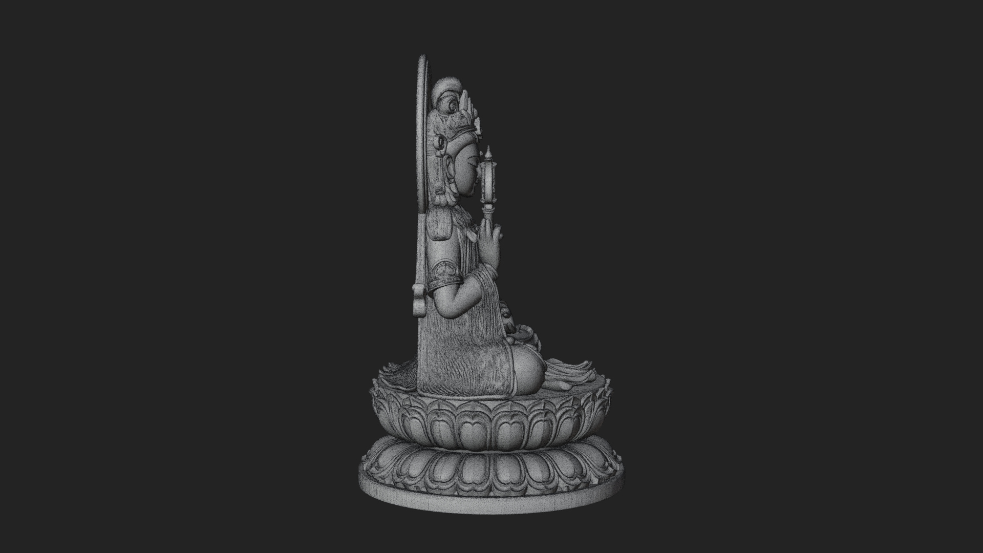 Crowned Bodhisattva Statue Design 13 3D Print Model 3D Model