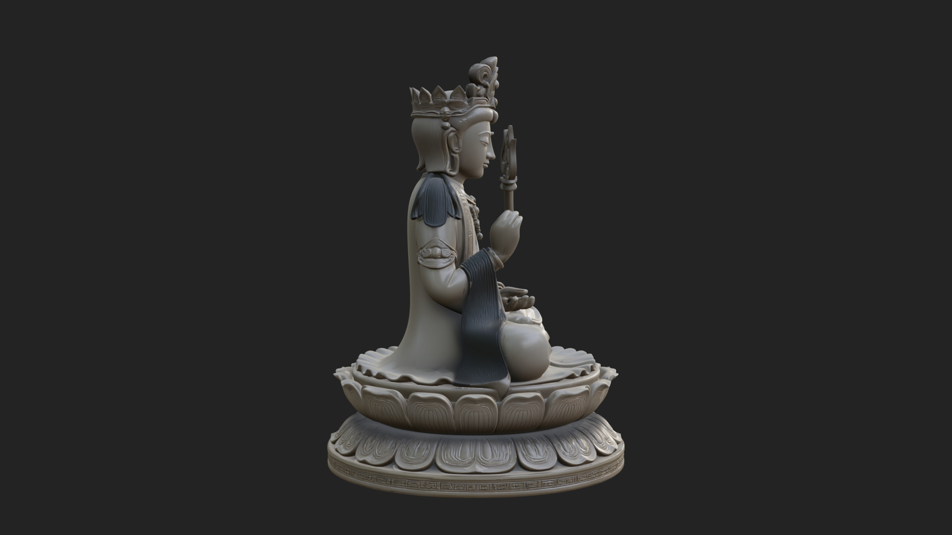 Crowned Bodhisattva Statue Design 14 3D Print Model 3D Model