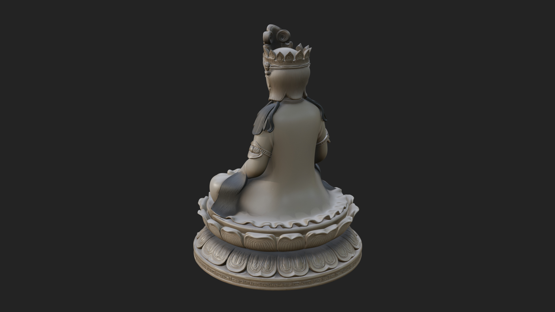 Crowned Bodhisattva Statue Design 14 3D Print Model 3D Model