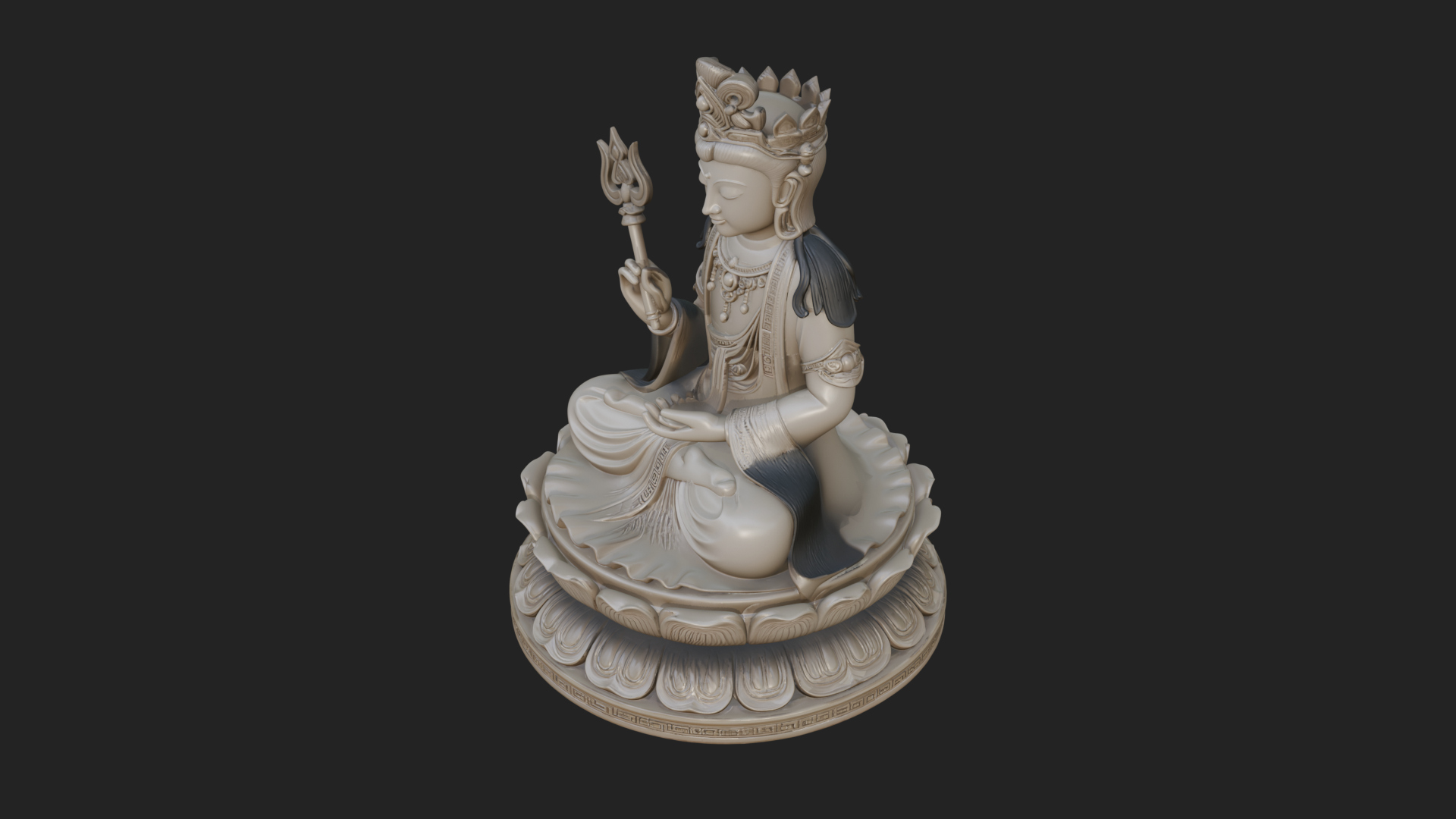 Crowned Bodhisattva Statue Design 14 3D Print Model 3D Model
