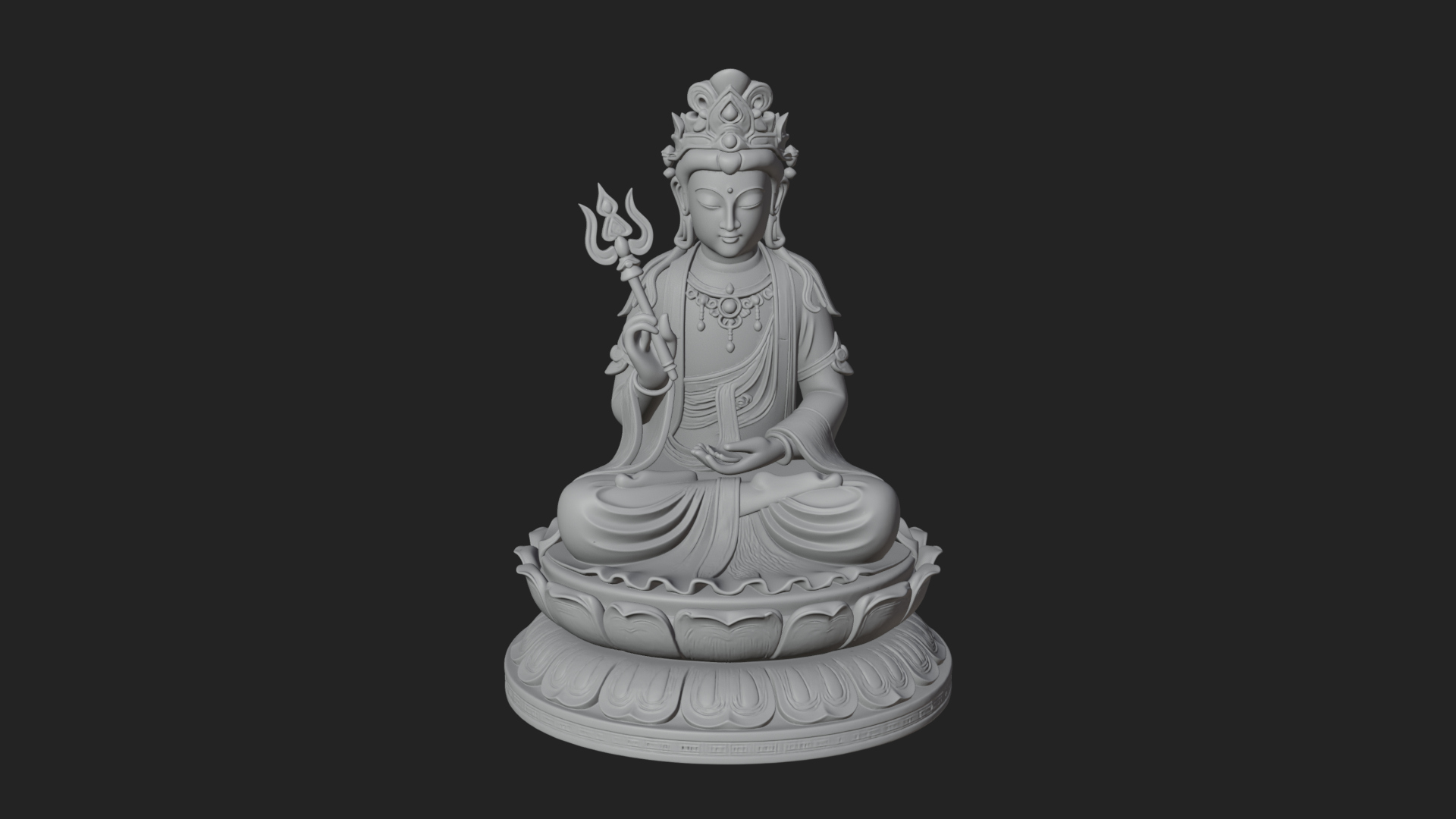 Crowned Bodhisattva Statue Design 14 3D Print Model 3D Model