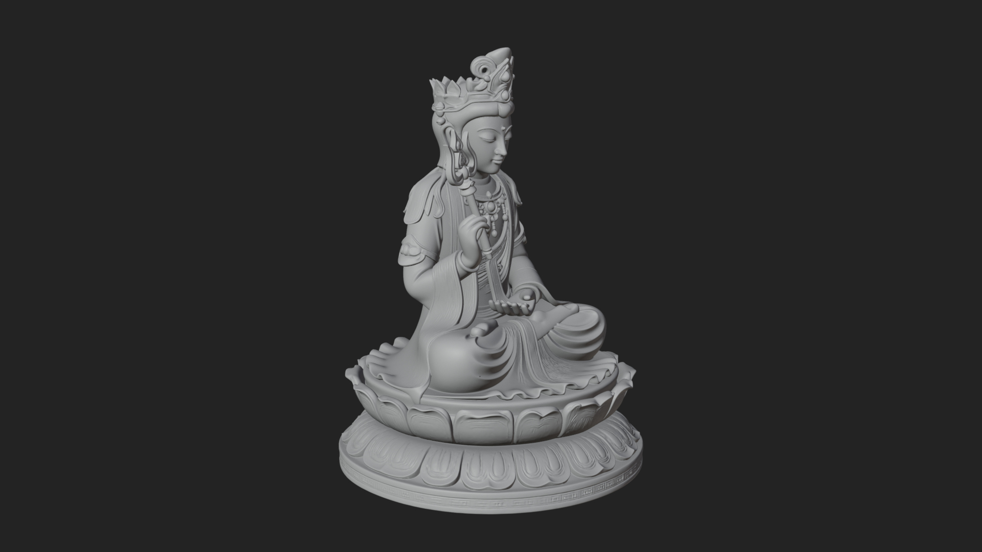 Crowned Bodhisattva Statue Design 14 3D Print Model 3D Model
