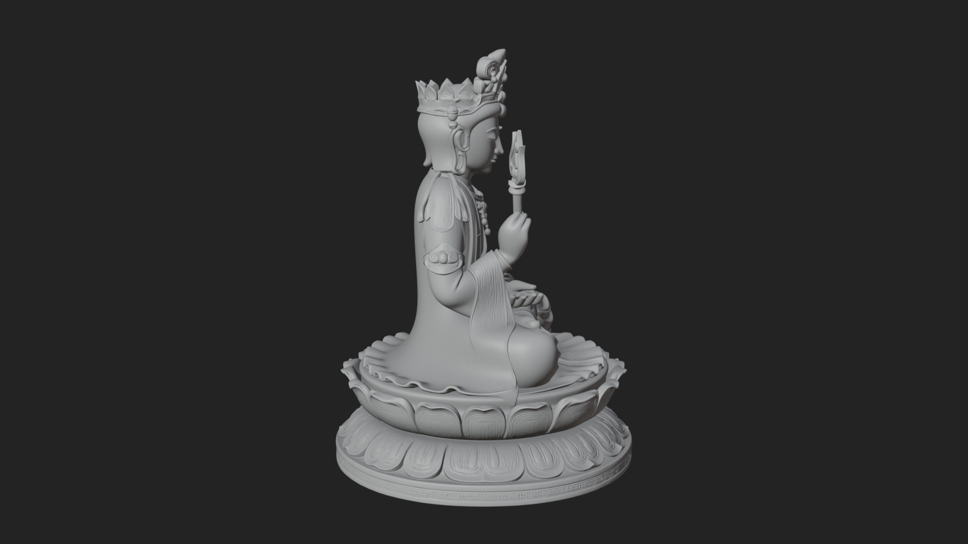 Crowned Bodhisattva Statue Design 14 3D Print Model 3D Model