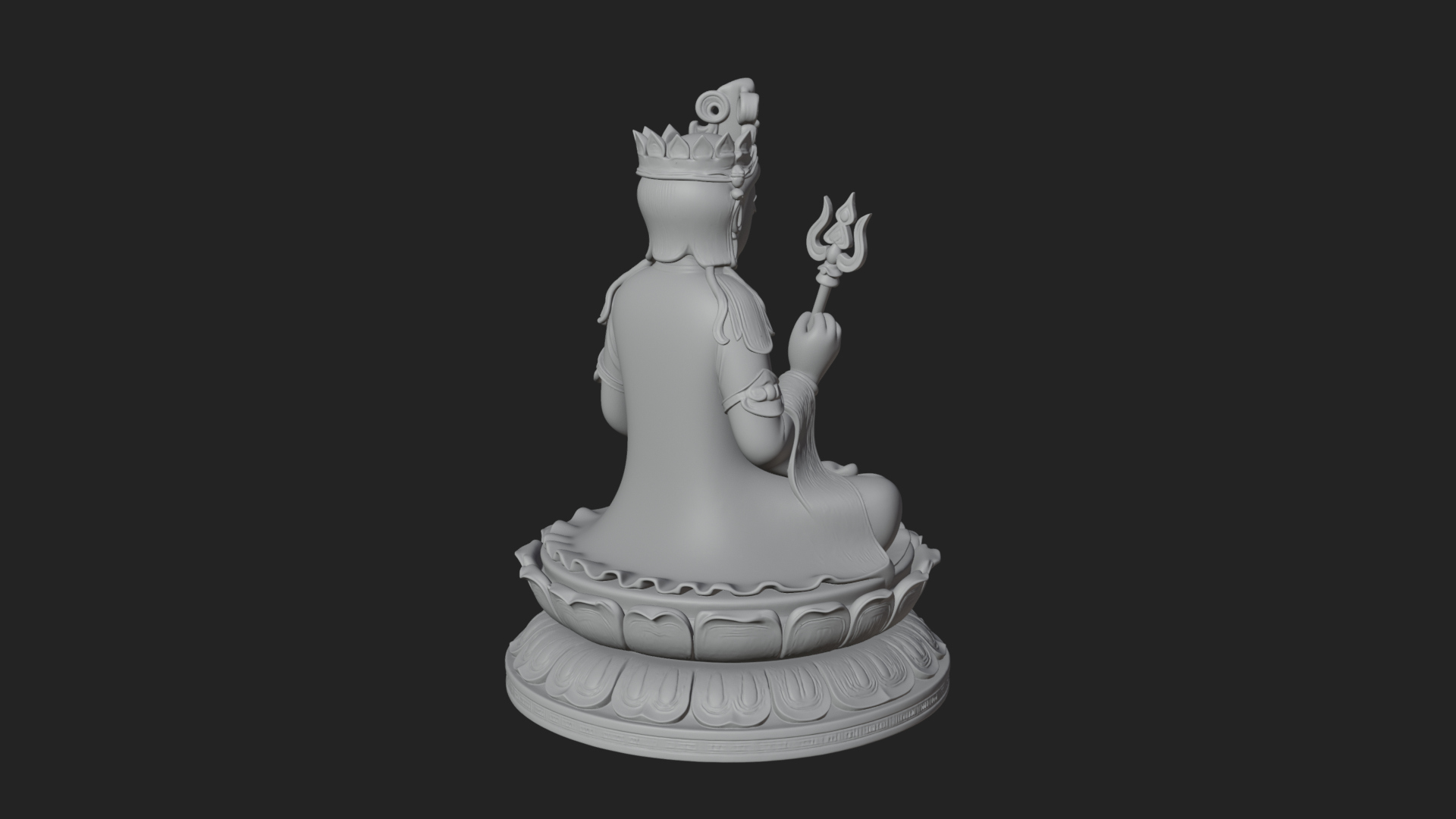 Crowned Bodhisattva Statue Design 14 3D Print Model 3D Model