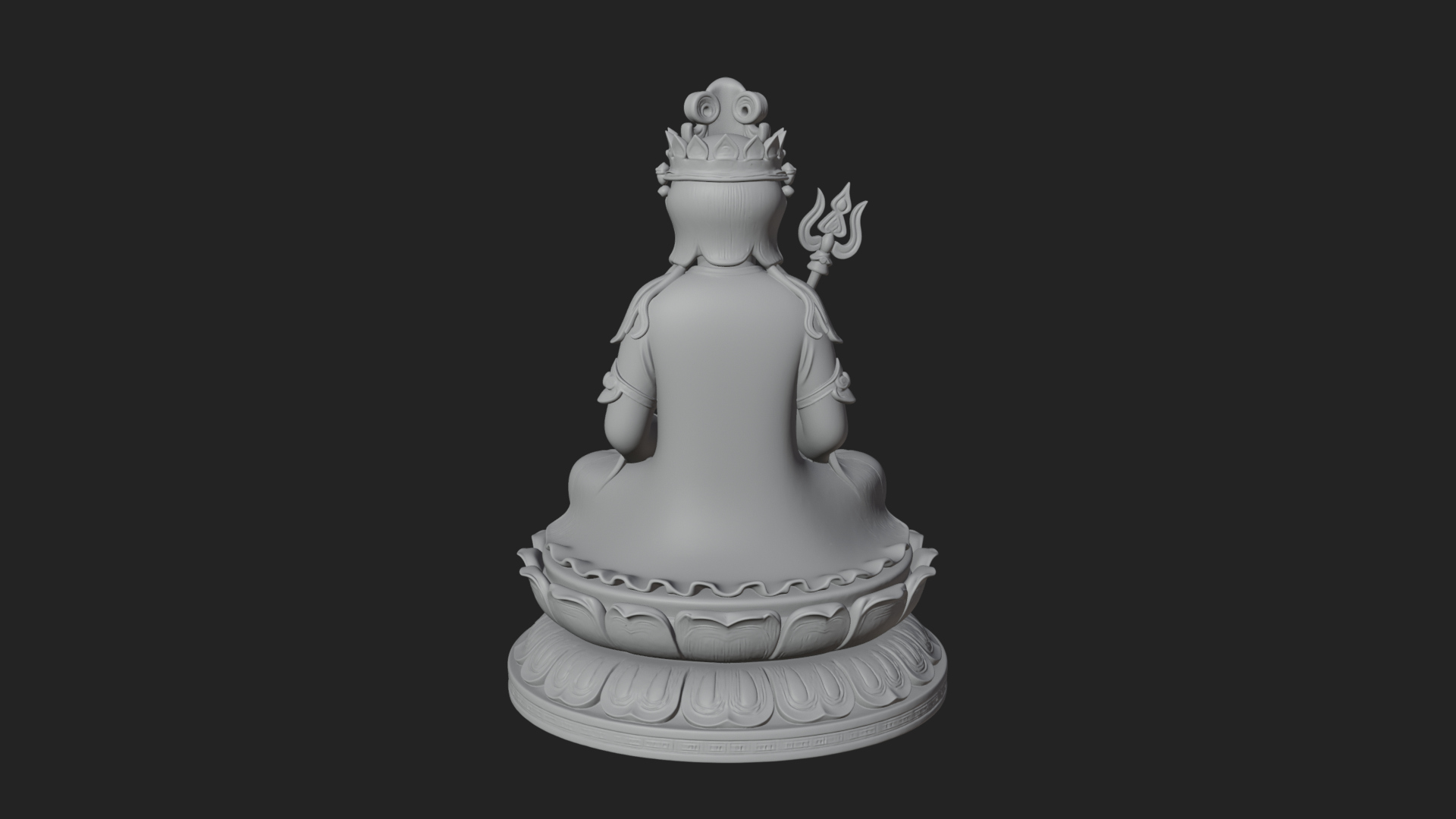 Crowned Bodhisattva Statue Design 14 3D Print Model 3D Model