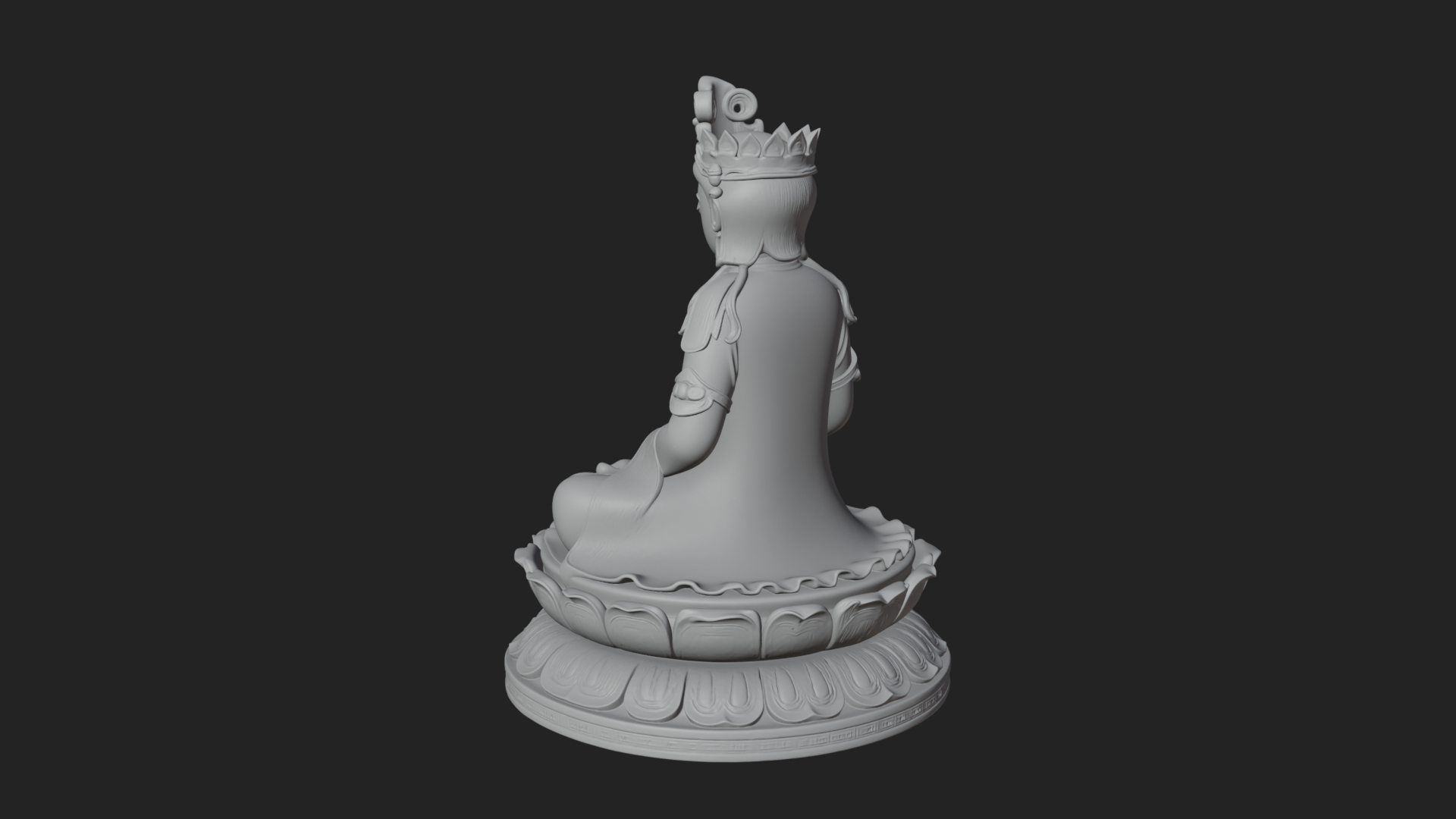 Crowned Bodhisattva Statue Design 14 3D Print Model 3D Model