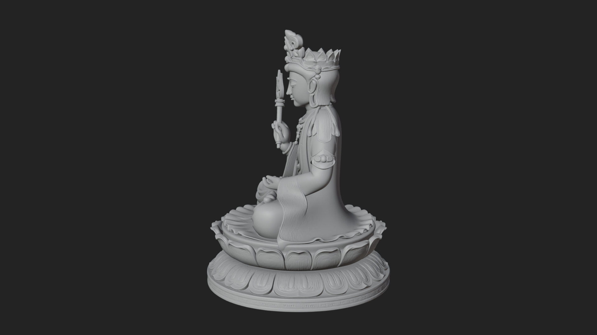Crowned Bodhisattva Statue Design 14 3D Print Model 3D Model