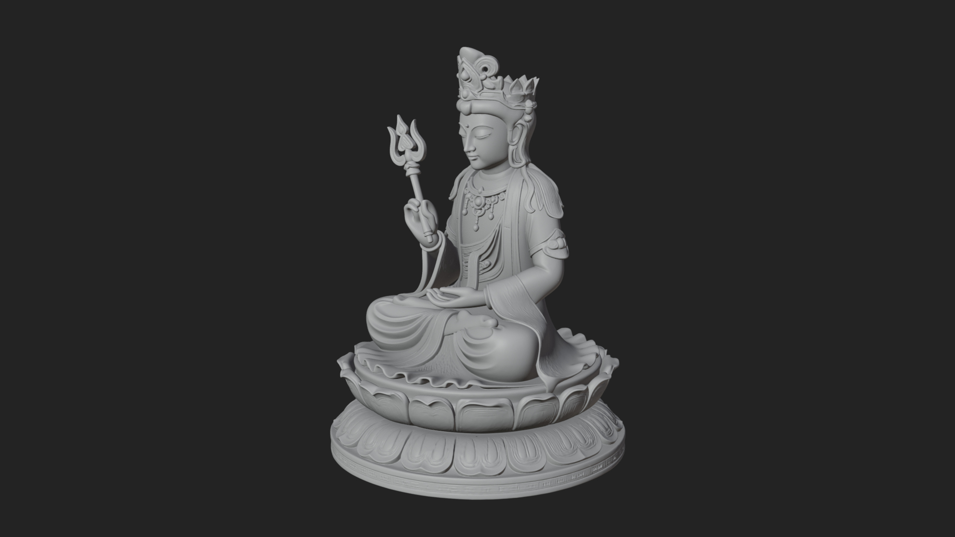 Crowned Bodhisattva Statue Design 14 3D Print Model 3D Model