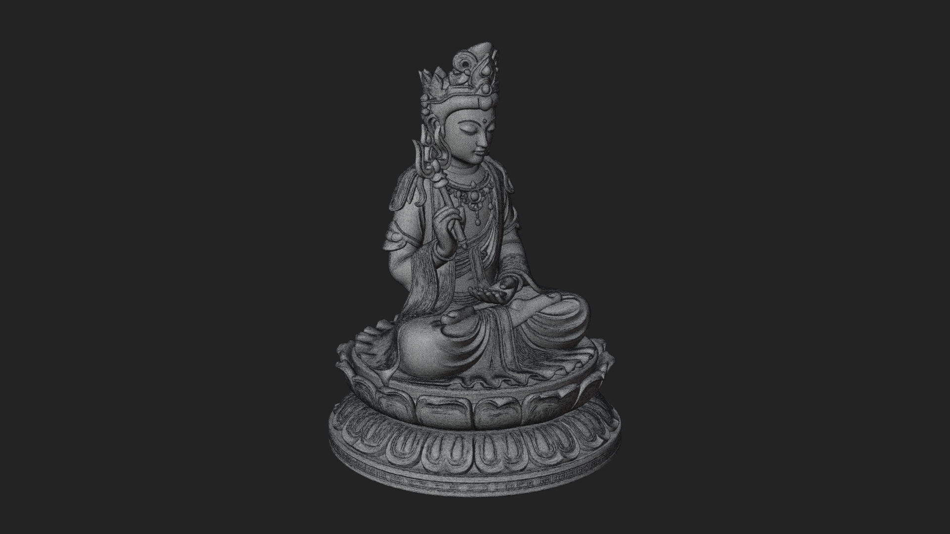 Crowned Bodhisattva Statue Design 14 3D Print Model 3D Model
