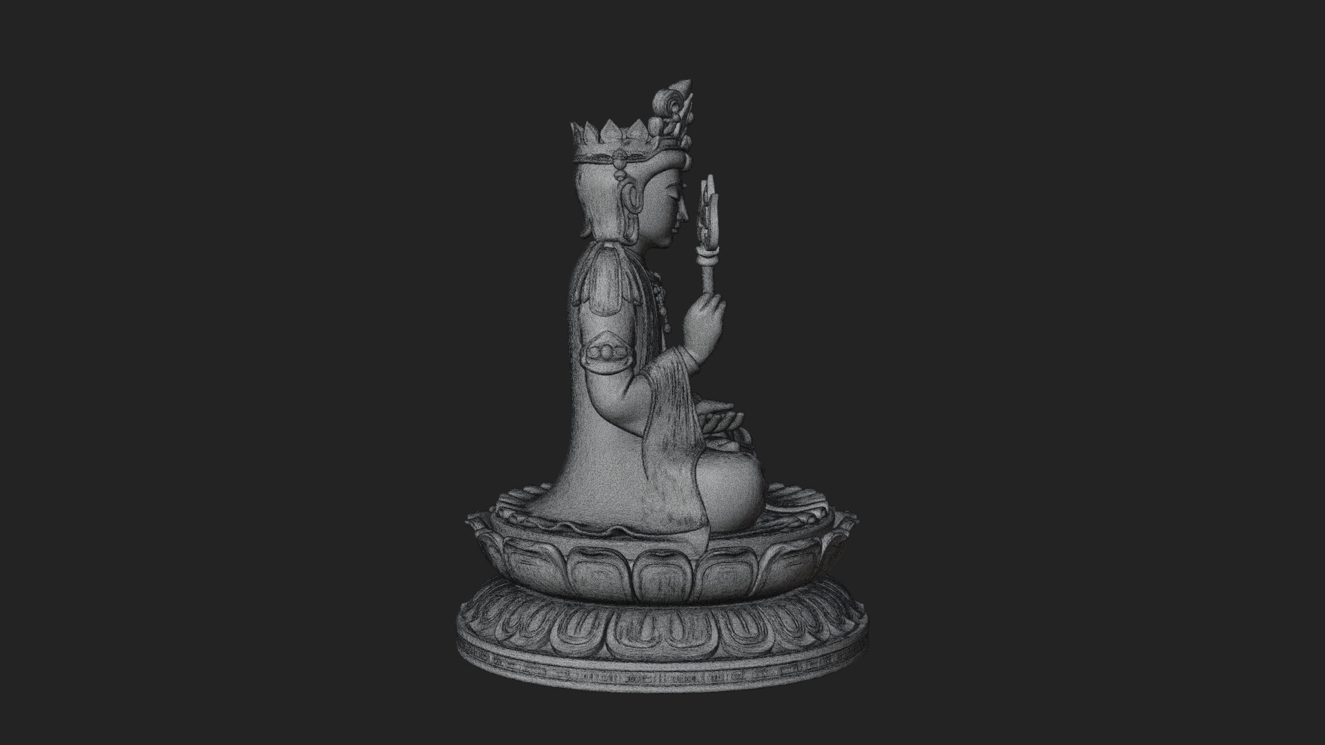 Crowned Bodhisattva Statue Design 14 3D Print Model 3D Model