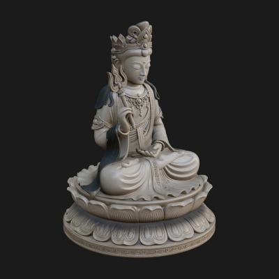 Crowned Bodhisattva Statue Design 14 3D Print Model