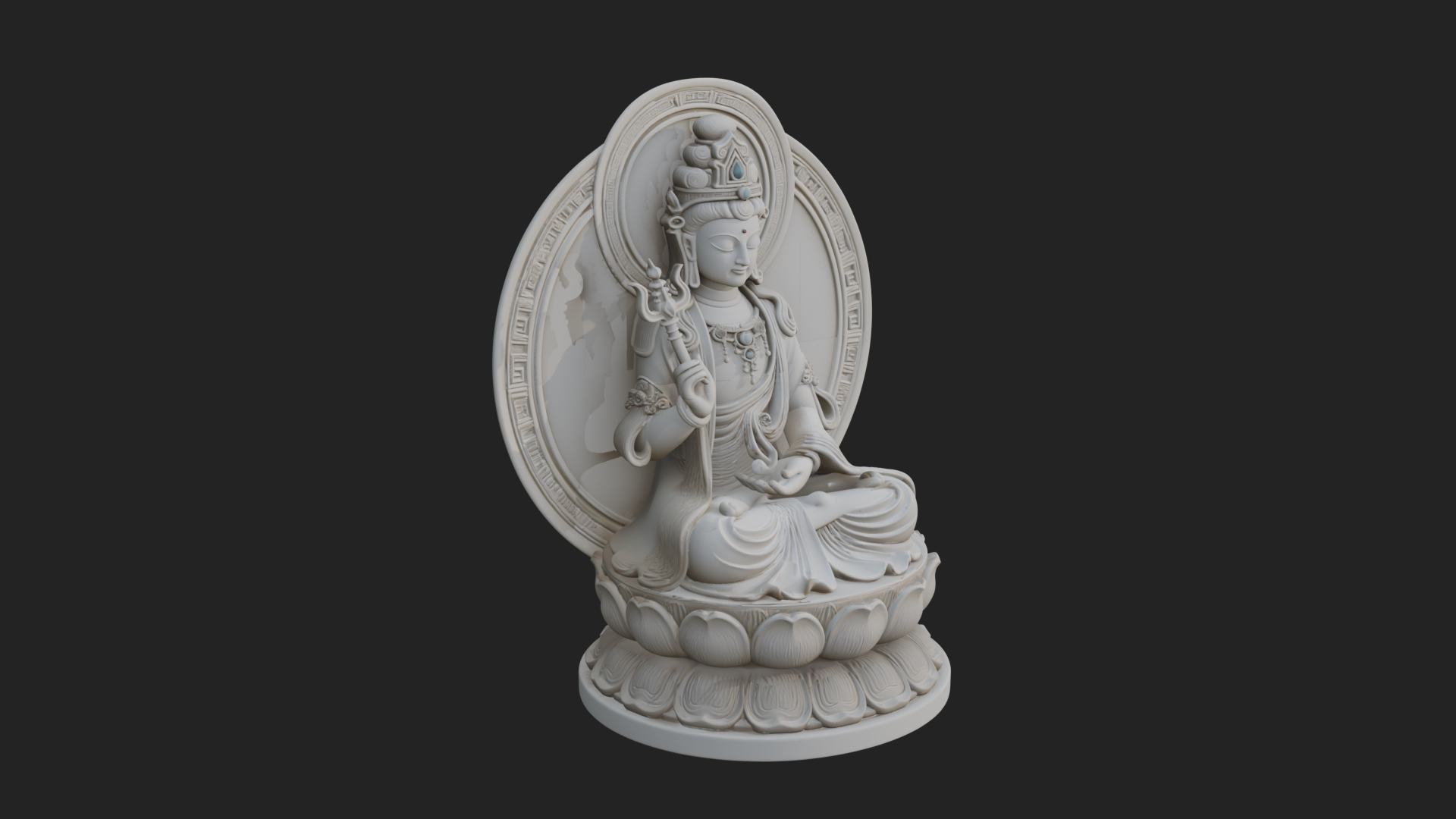 Crowned Bodhisattva Statue Design 15 3D Print Model 3D Model