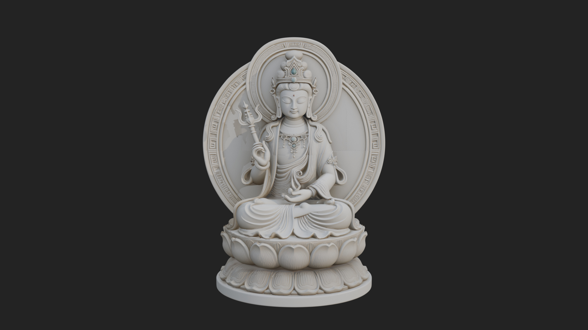 Crowned Bodhisattva Statue Design 15 3D Print Model 3D Model