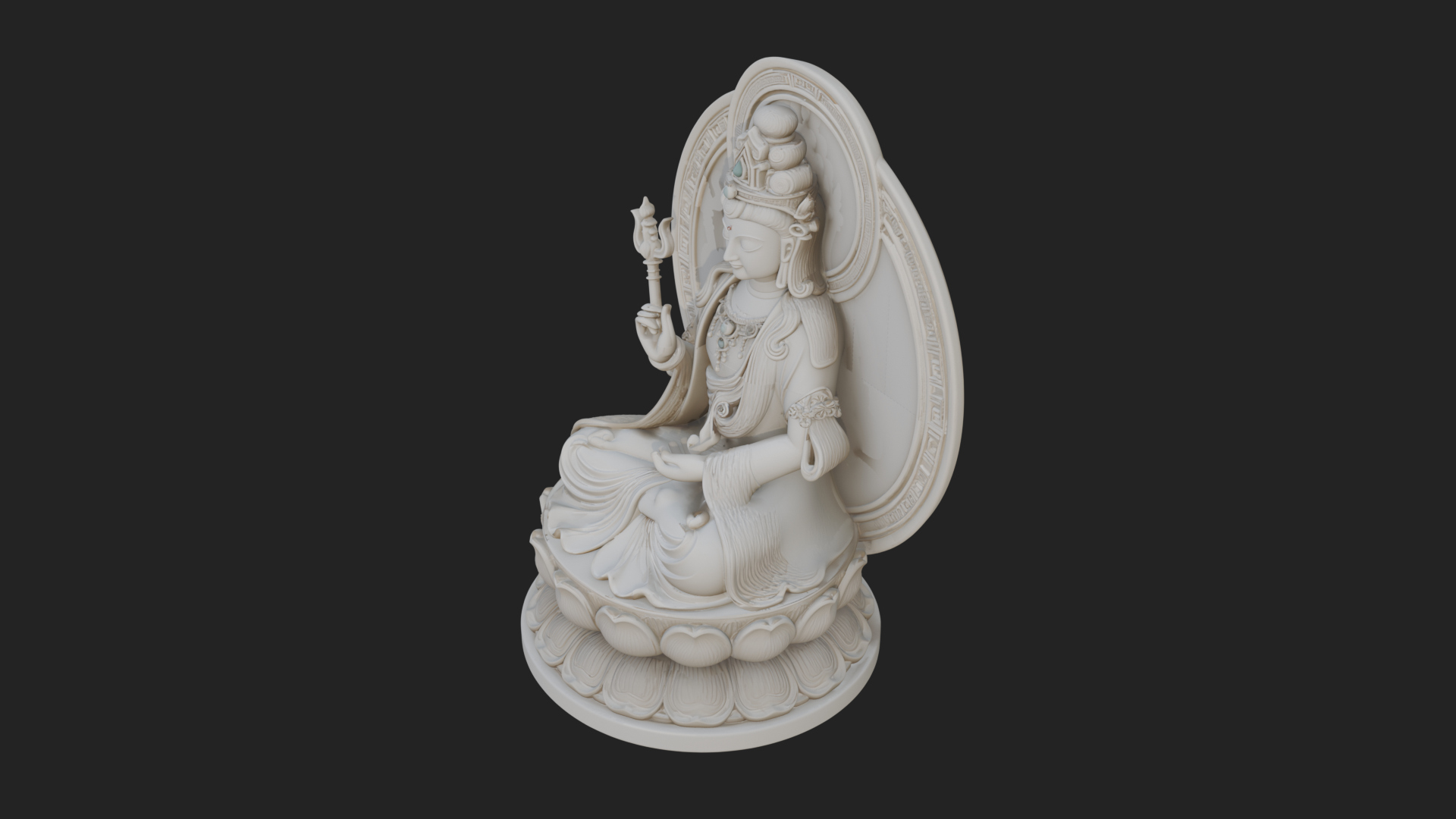 Crowned Bodhisattva Statue Design 15 3D Print Model 3D Model