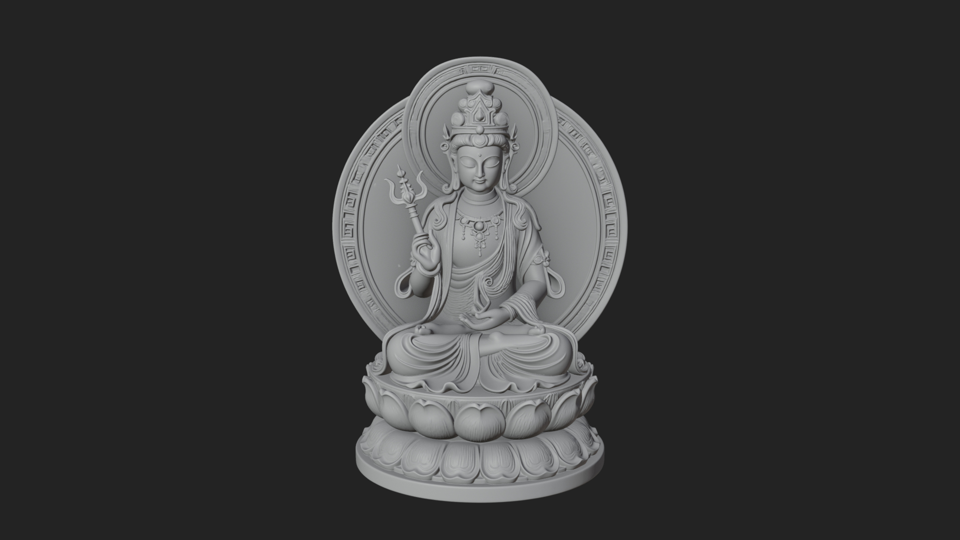Crowned Bodhisattva Statue Design 15 3D Print Model 3D Model