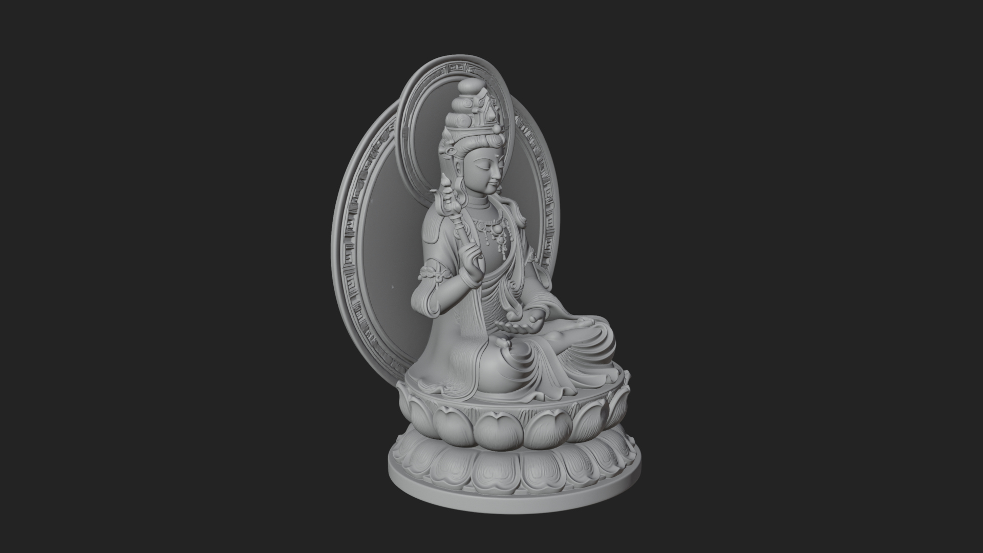 Crowned Bodhisattva Statue Design 15 3D Print Model 3D Model