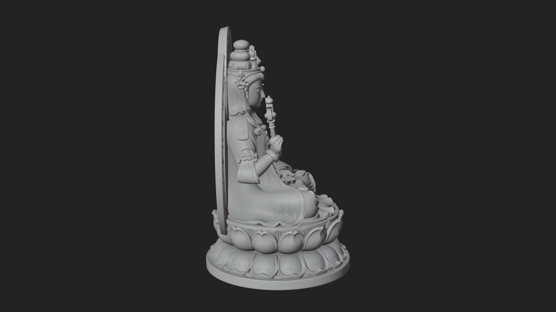 Crowned Bodhisattva Statue Design 15 3D Print Model 3D Model