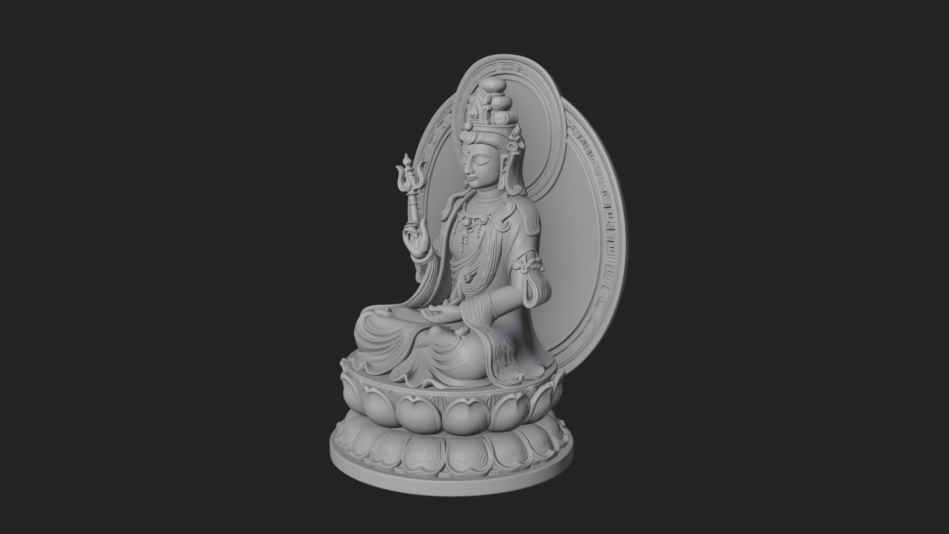 Crowned Bodhisattva Statue Design 15 3D Print Model 3D Model