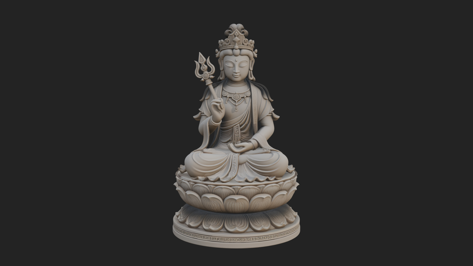 Crowned Bodhisattva Statue Design 16 3D Print Model 3D Model