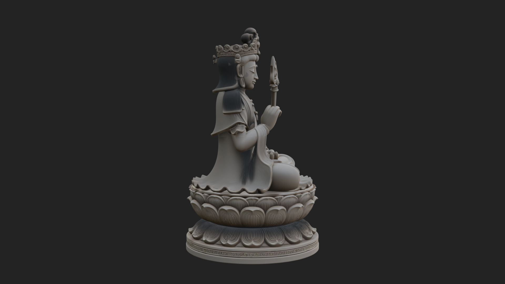 Crowned Bodhisattva Statue Design 16 3D Print Model 3D Model