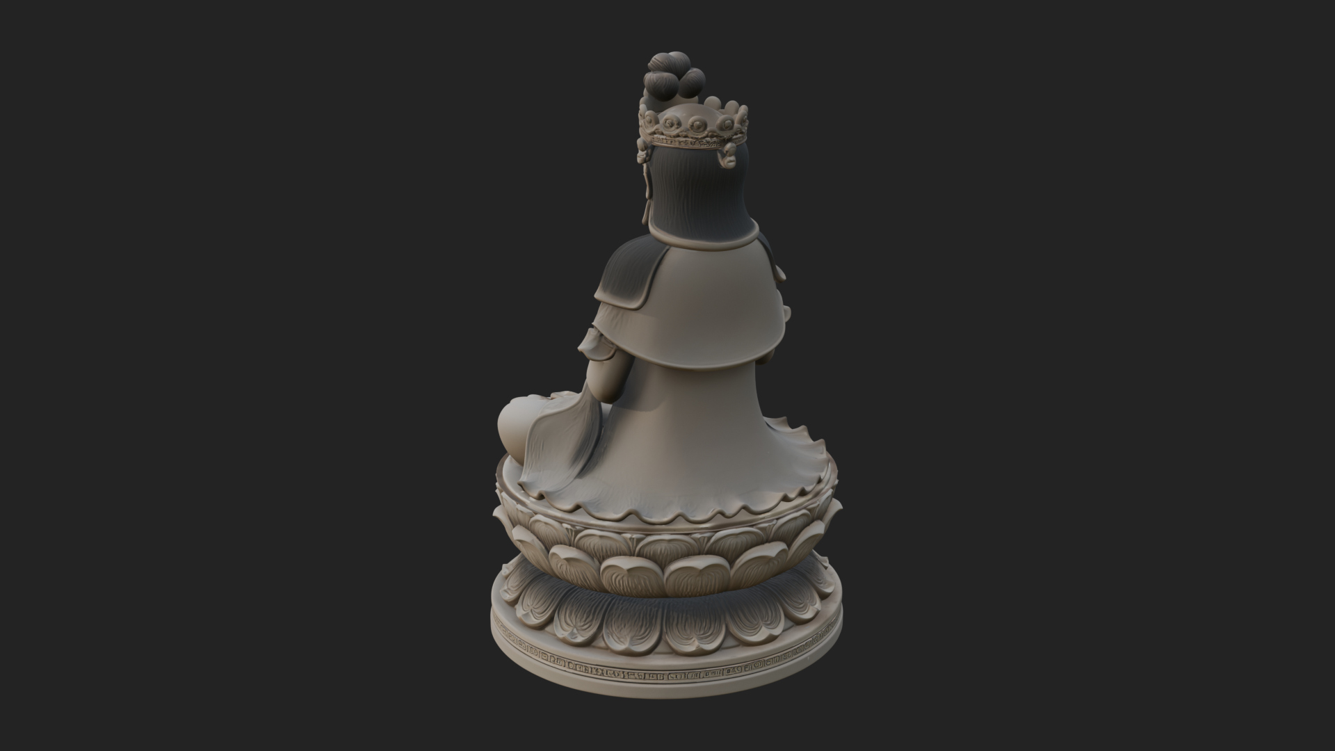 Crowned Bodhisattva Statue Design 16 3D Print Model 3D Model
