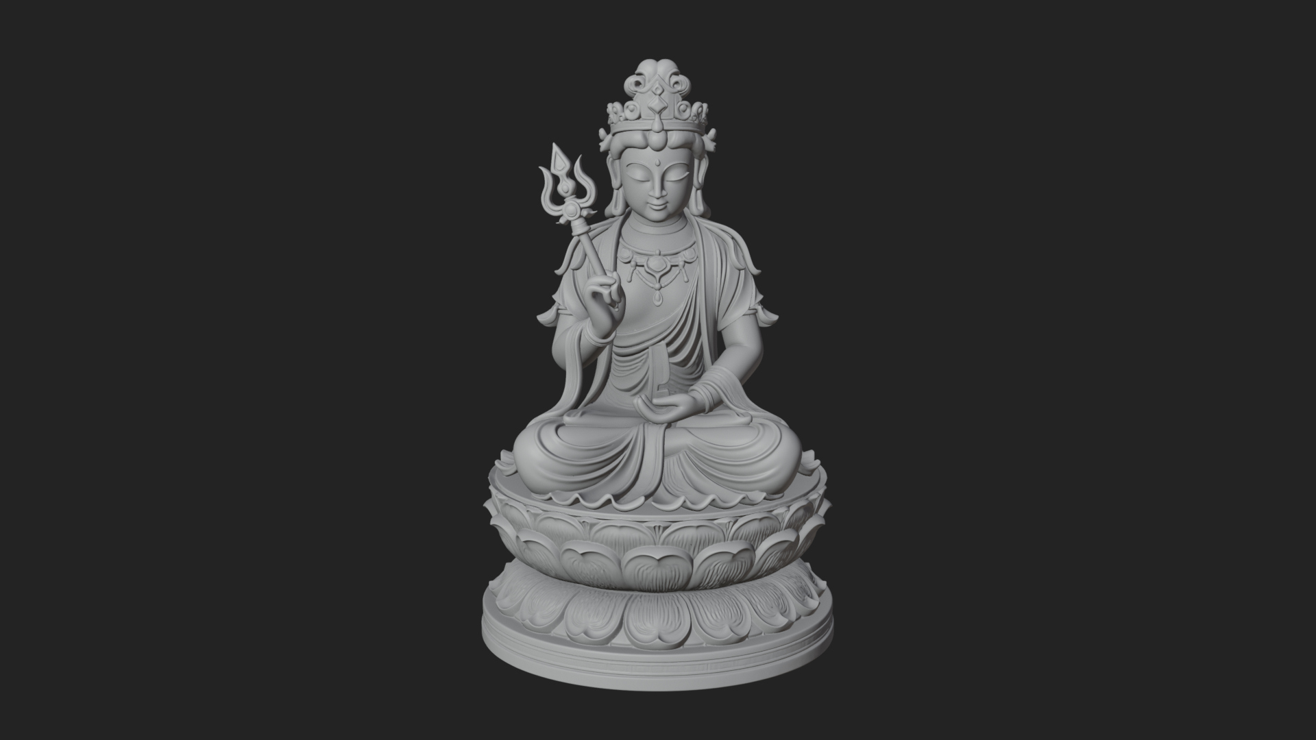 Crowned Bodhisattva Statue Design 16 3D Print Model 3D Model