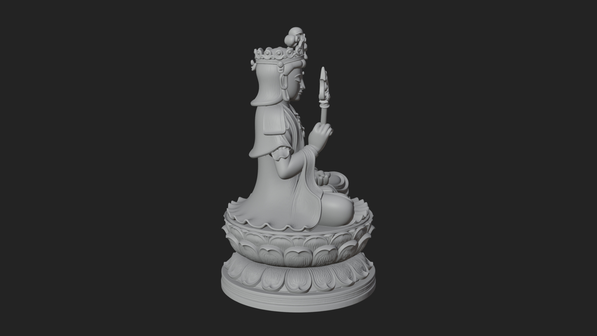 Crowned Bodhisattva Statue Design 16 3D Print Model 3D Model