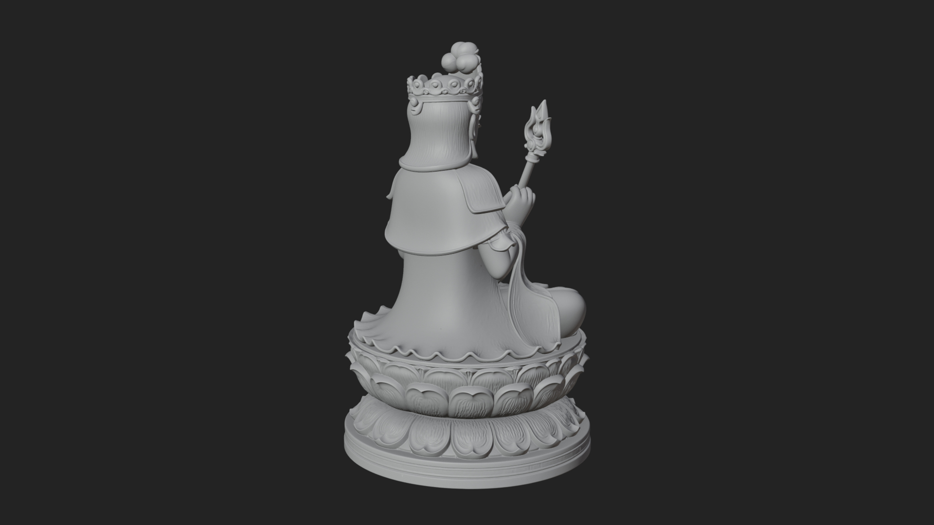 Crowned Bodhisattva Statue Design 16 3D Print Model 3D Model