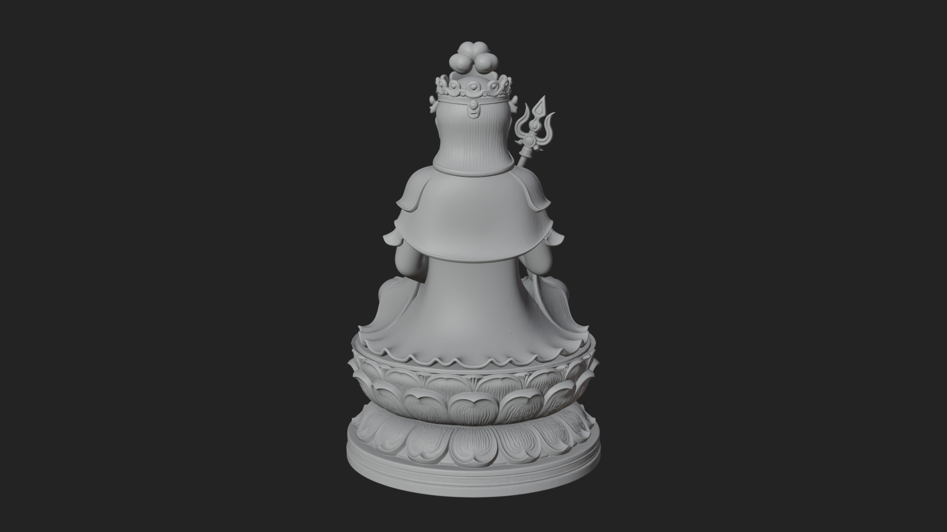 Crowned Bodhisattva Statue Design 16 3D Print Model 3D Model