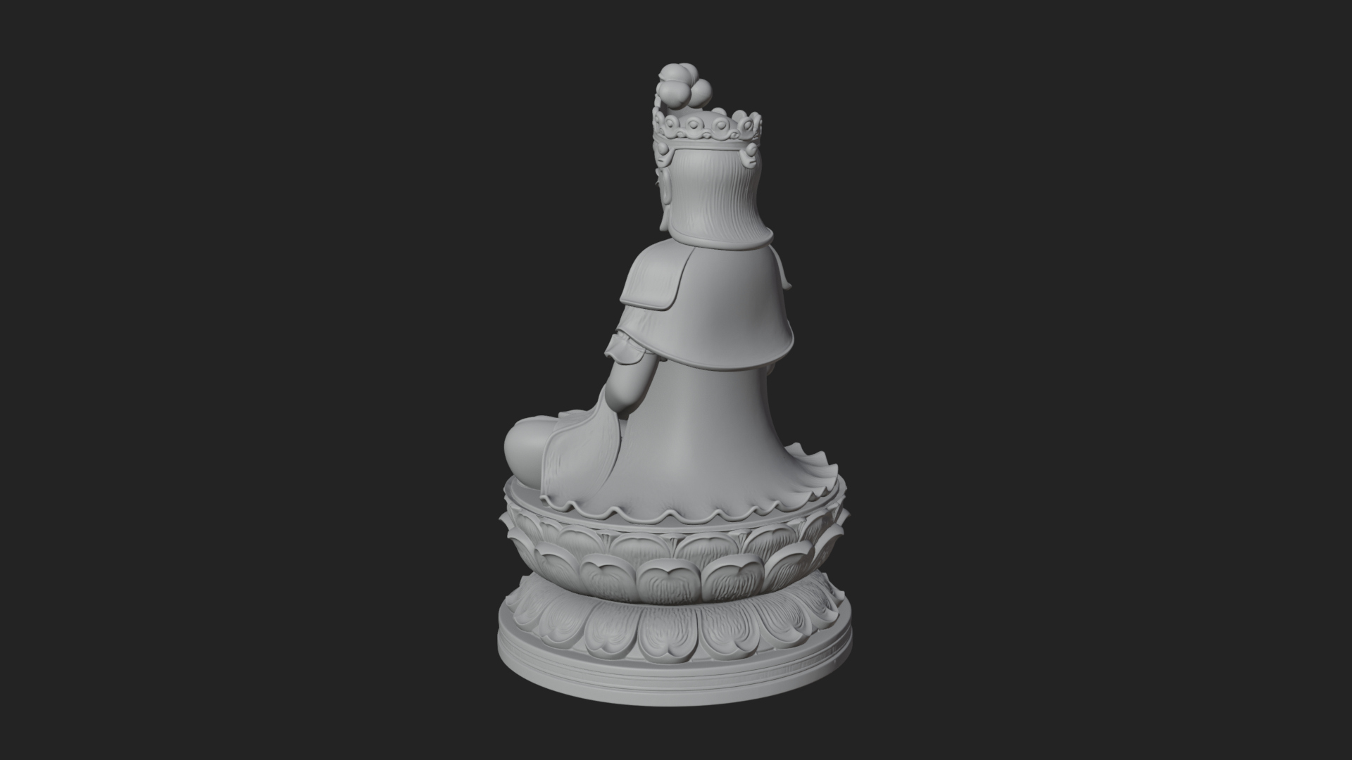 Crowned Bodhisattva Statue Design 16 3D Print Model 3D Model