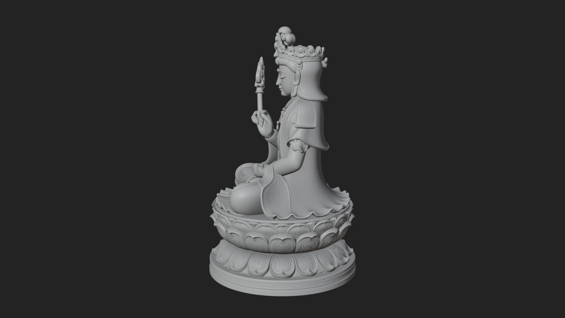 Crowned Bodhisattva Statue Design 16 3D Print Model 3D Model