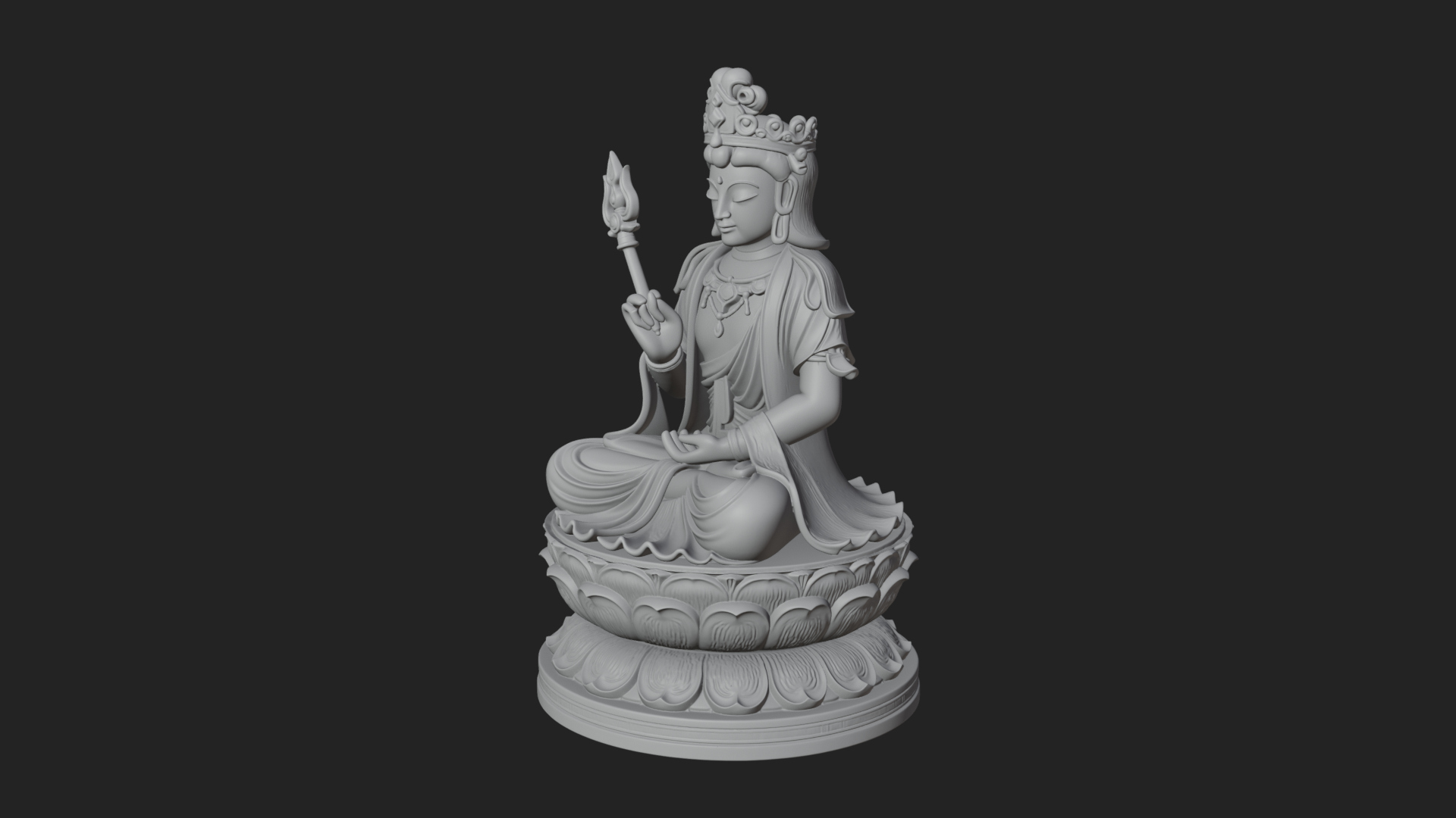 Crowned Bodhisattva Statue Design 16 3D Print Model 3D Model