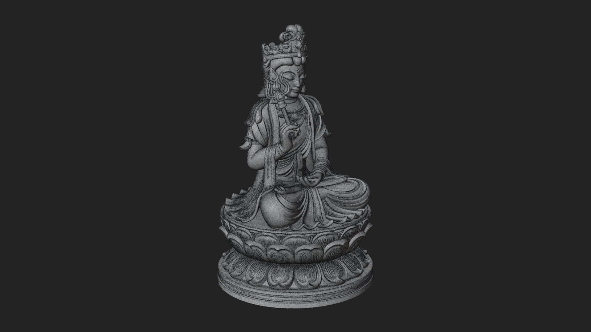 Crowned Bodhisattva Statue Design 16 3D Print Model 3D Model