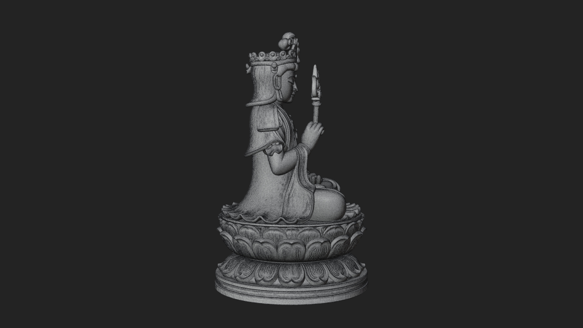 Crowned Bodhisattva Statue Design 16 3D Print Model 3D Model
