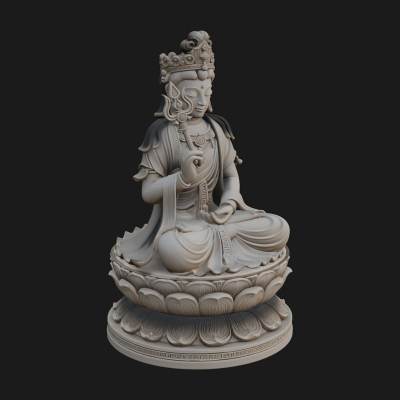 Crowned Bodhisattva Statue Design 16 3D Print Model